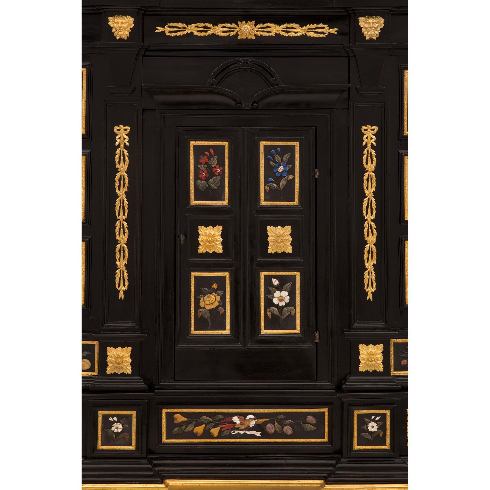 Italian 19th Century Baroque St. Semi Precious And Hard Stone Florentine Cabinet For Sale 1