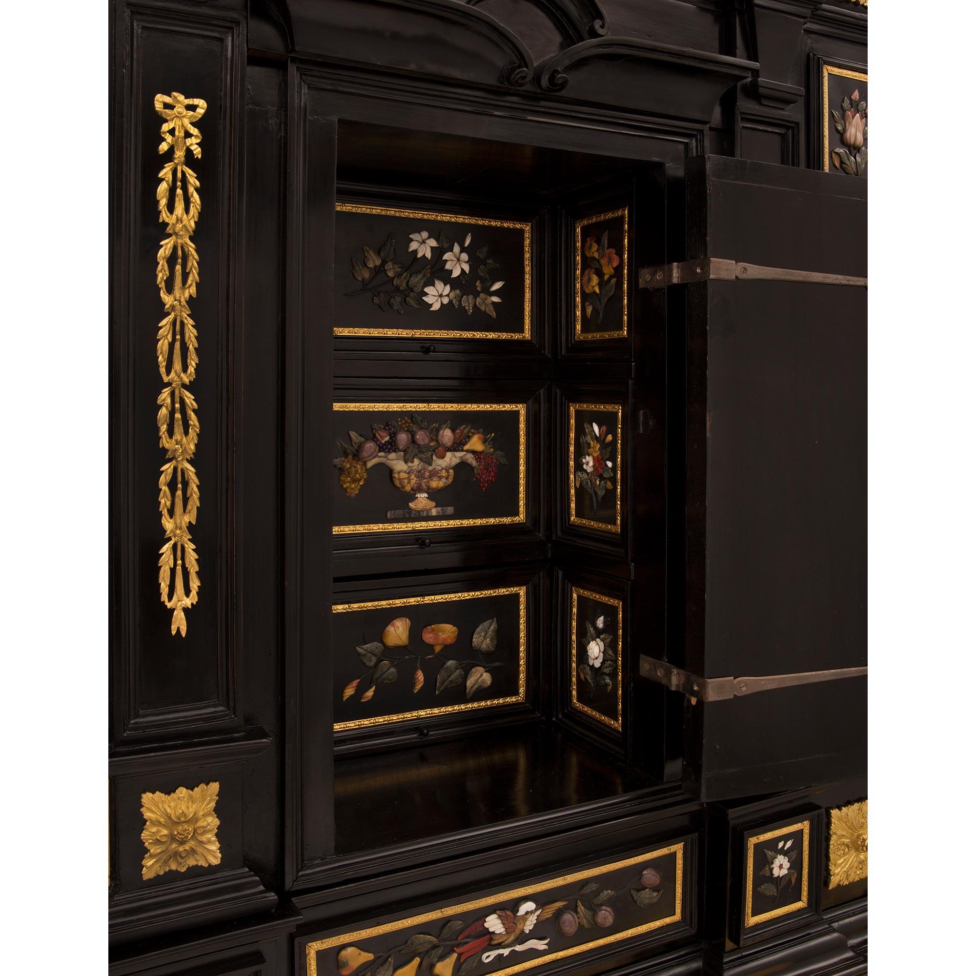 Italian 19th Century Baroque St. Semi Precious And Hard Stone Florentine Cabinet For Sale 3