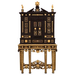 Cabinet Florentine italien du 19e siècle, de style baroque, en pierres semi-précieuses et en pierres dures