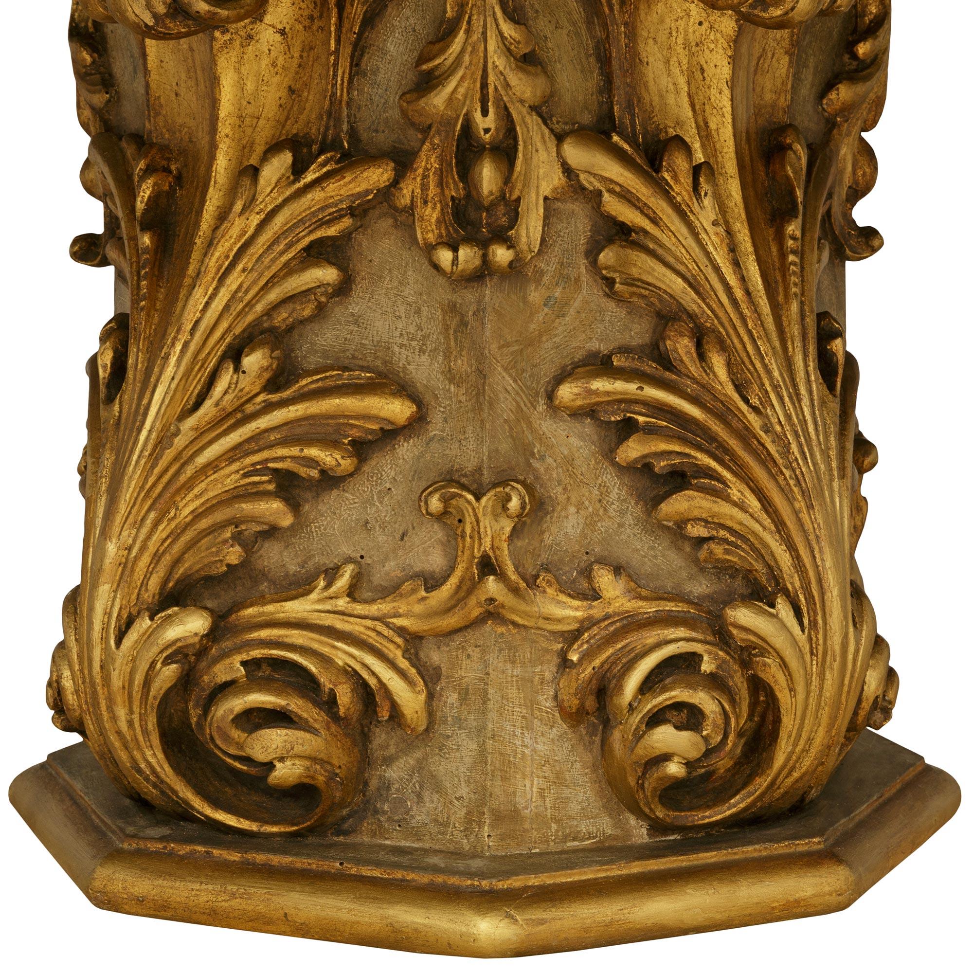 Italian 19th century Baroque st. Specimen Marble and Giltwood coffee table For Sale 2