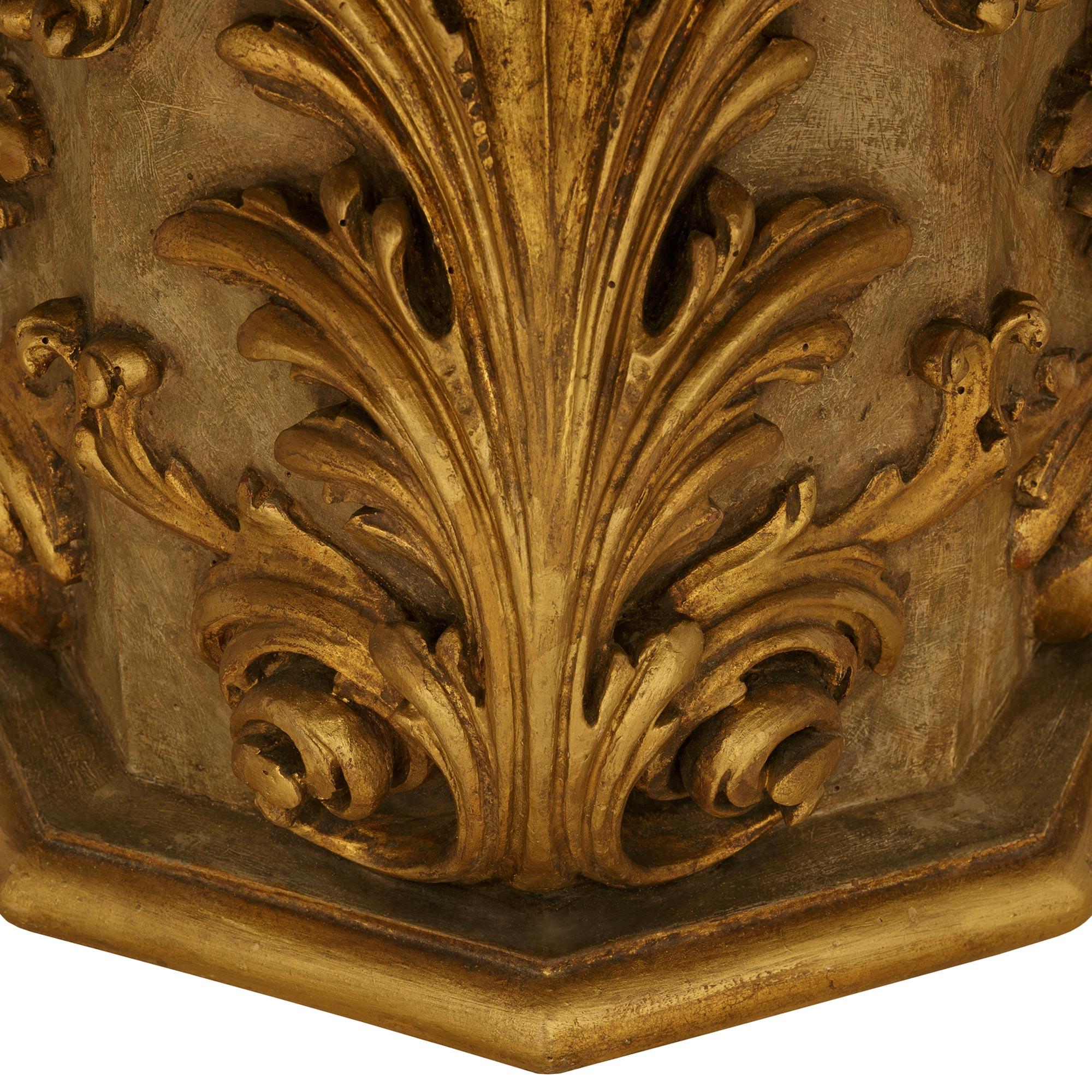 Italian 19th century Baroque st. Specimen Marble and Giltwood coffee table For Sale 3