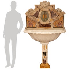 Italian 19th century Baroque st. specimen marble birdbath/fountain