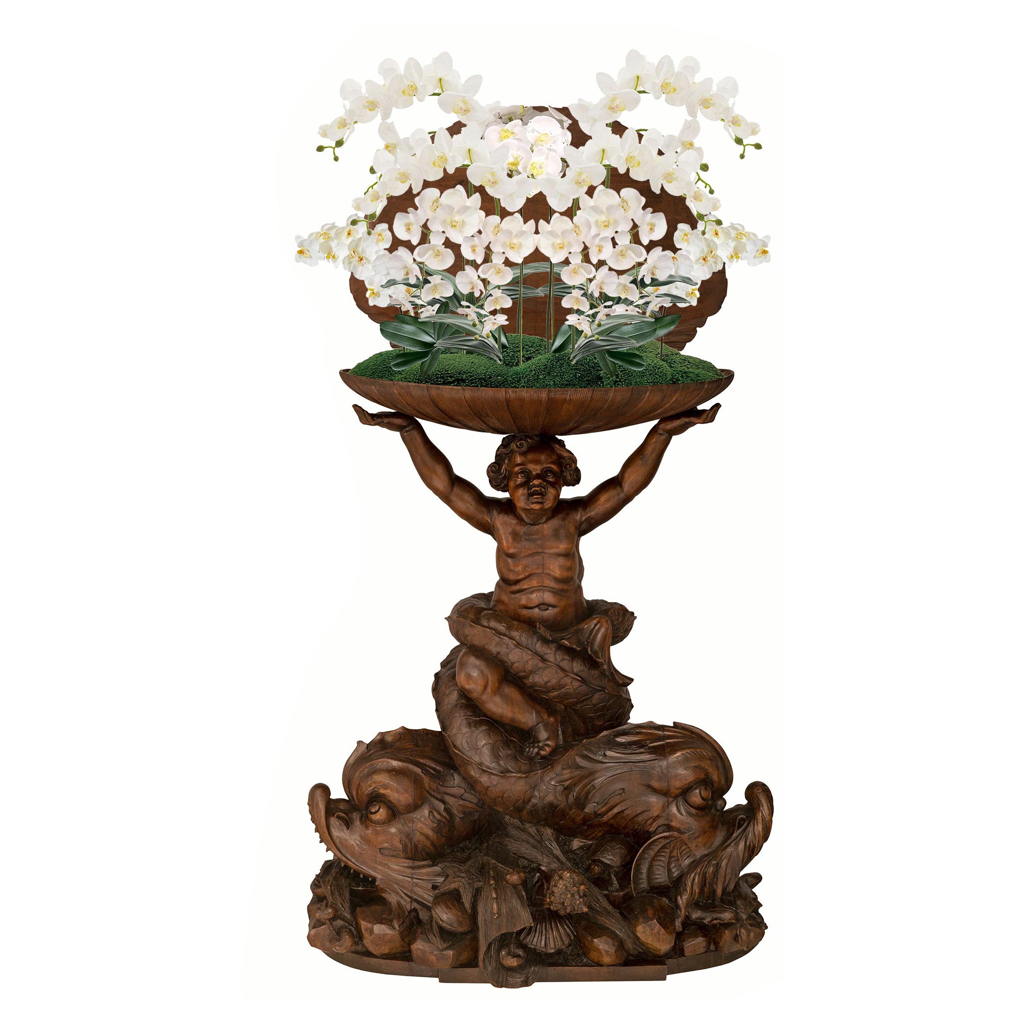 Console/plante baroque italienne du 19ème siècle en noyer