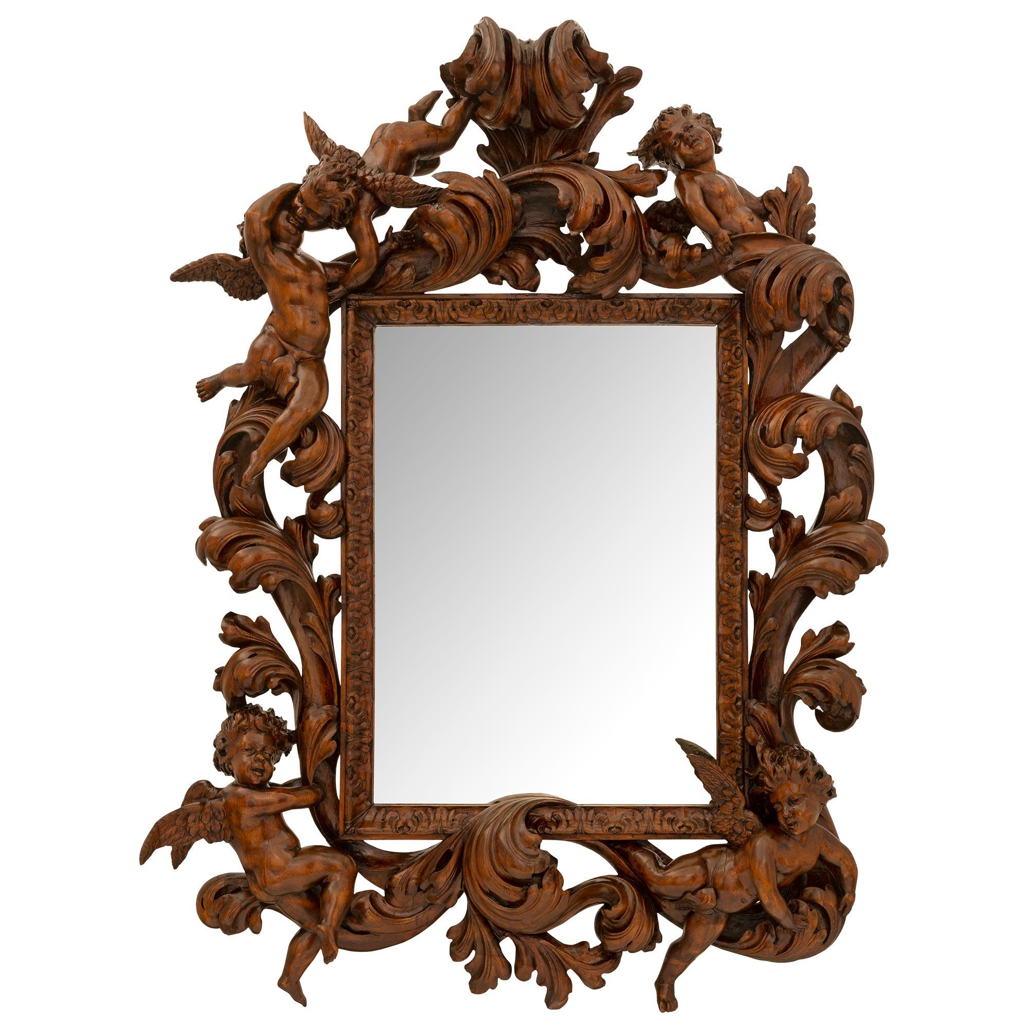 Italian 19th Century Baroque St. Walnut Mirror For Sale 7