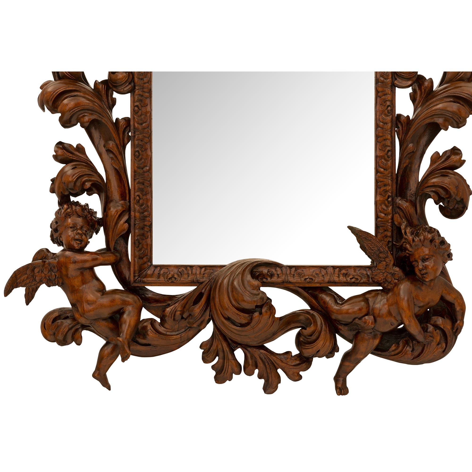 Italian 19th Century Baroque St. Walnut Mirror For Sale 4