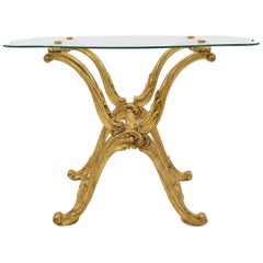 Italian 19th Century Baroque Style Giltwood and Glass Cocktail Table