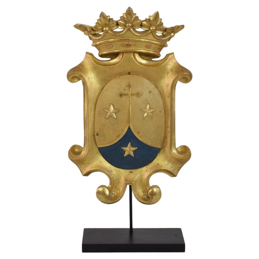 Italian 19th Century Baroque Style Giltwood Coat of Arms