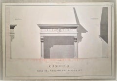 Italian 19th Century Big Size Florence Architectural Hand-Colored Print