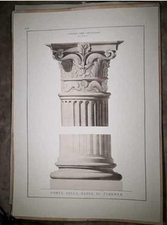 Italian 19th Century Big Size Florence Architectural Hand-Colored Print