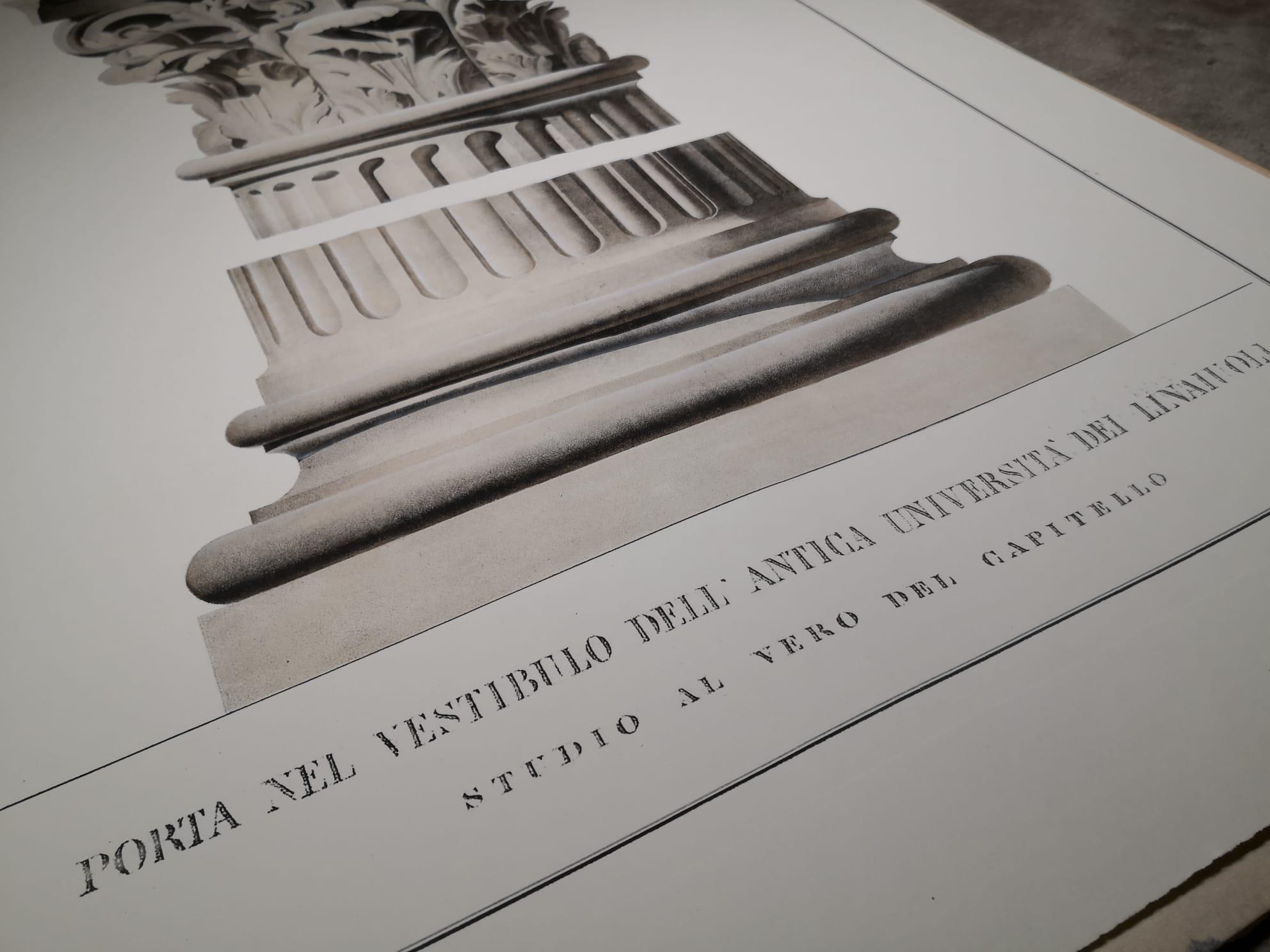 Italienischer italienischer großformatiger Florenz-Architekturdruck des 19. Jahrhunderts mit handkoloriertem Druck (Neoklassisch) im Angebot