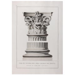 Stampa architettonica italiana del XIX secolo di grandi dimensioni su Firenze colorata a mano