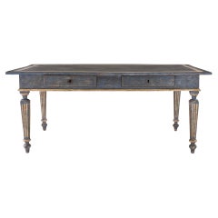 Italian 19th Century Blue Gray and Cream Color Patinated Tuscan Center Table