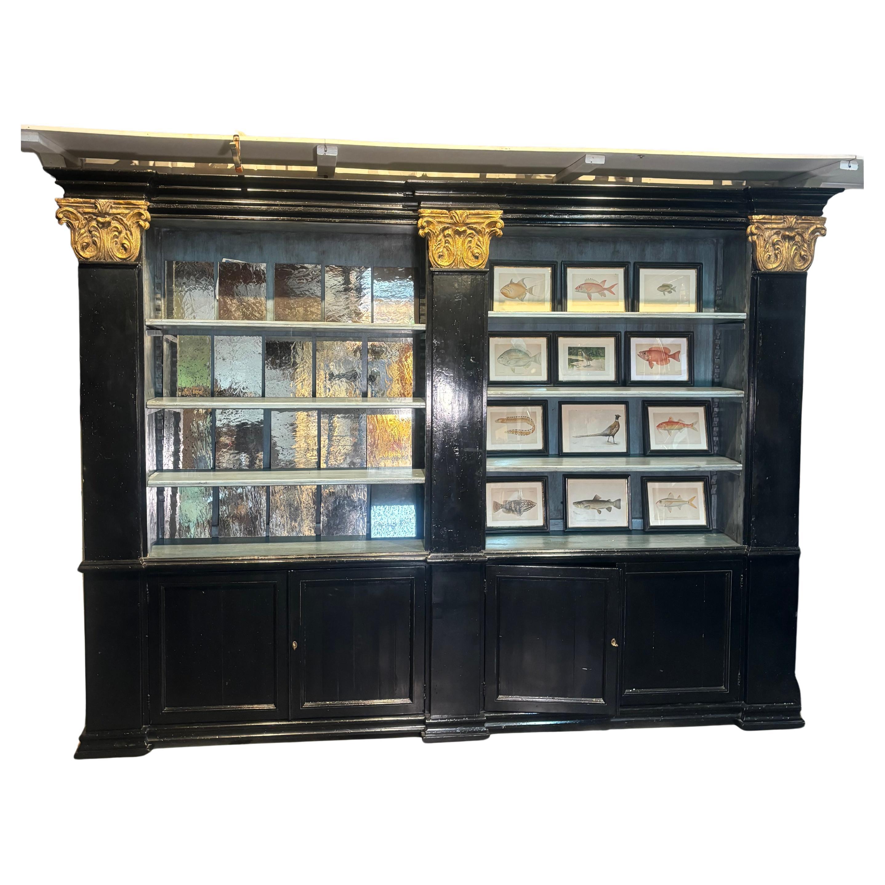 Une belle et grande librairie. Un maître restaurateur italien a récupéré d'anciennes parties d'une bibliothèque datant du XIXe siècle et les a reconstruites à l'identique. 

Cette pièce remarquable serait magnifique dans une cuisine remplie