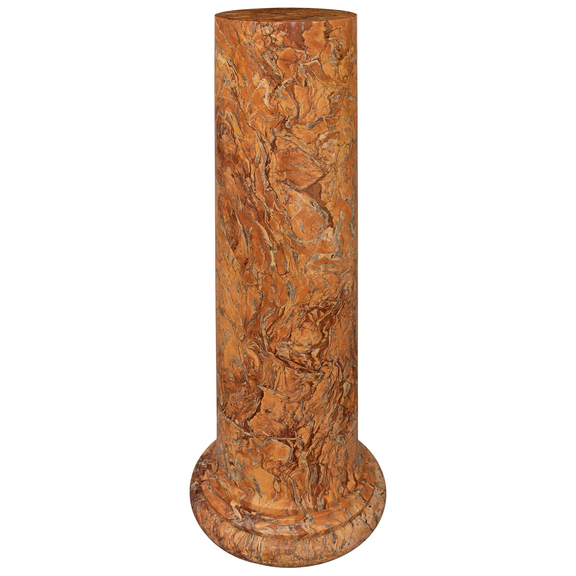 Italian 19th Century Breccia Nuvolata Rosa Marble Pedestal For Sale 2