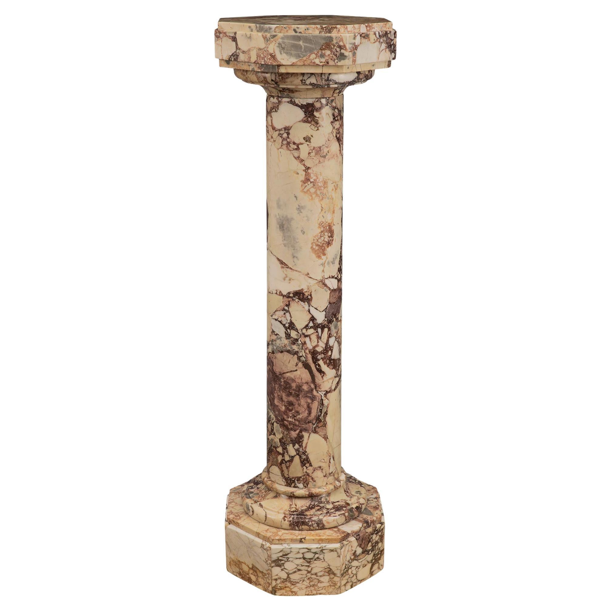 Italian 19th Century Brèche Violet Marble Pedestal Column