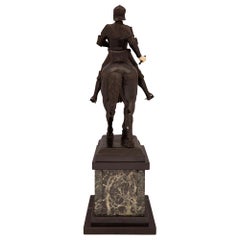Italian 19th Century Bronze and Marble Statue of a Nobleman on His Horse