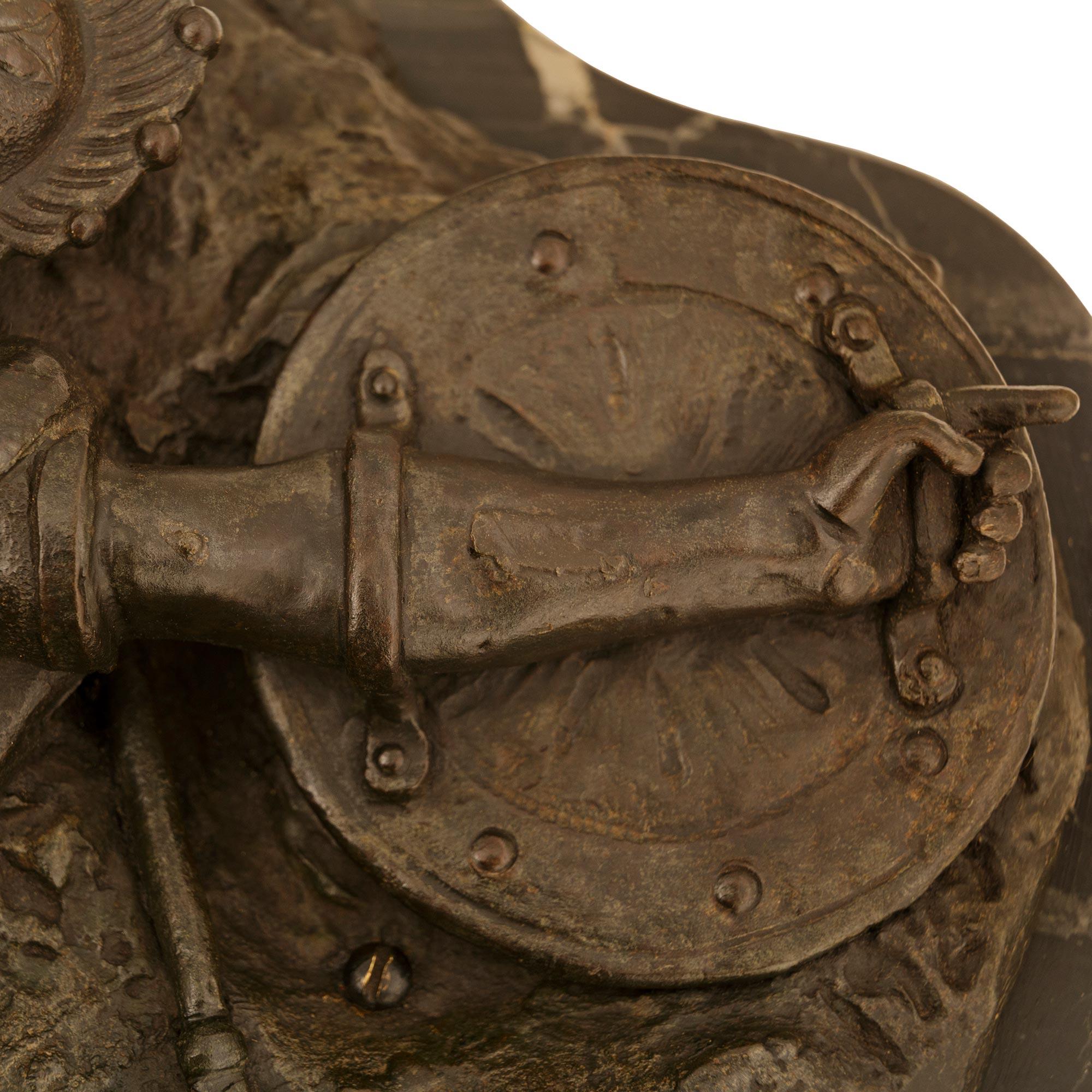 Italian 19th century Bronze and Marble statue of Aeneas, Lausus and Mezentius For Sale 1