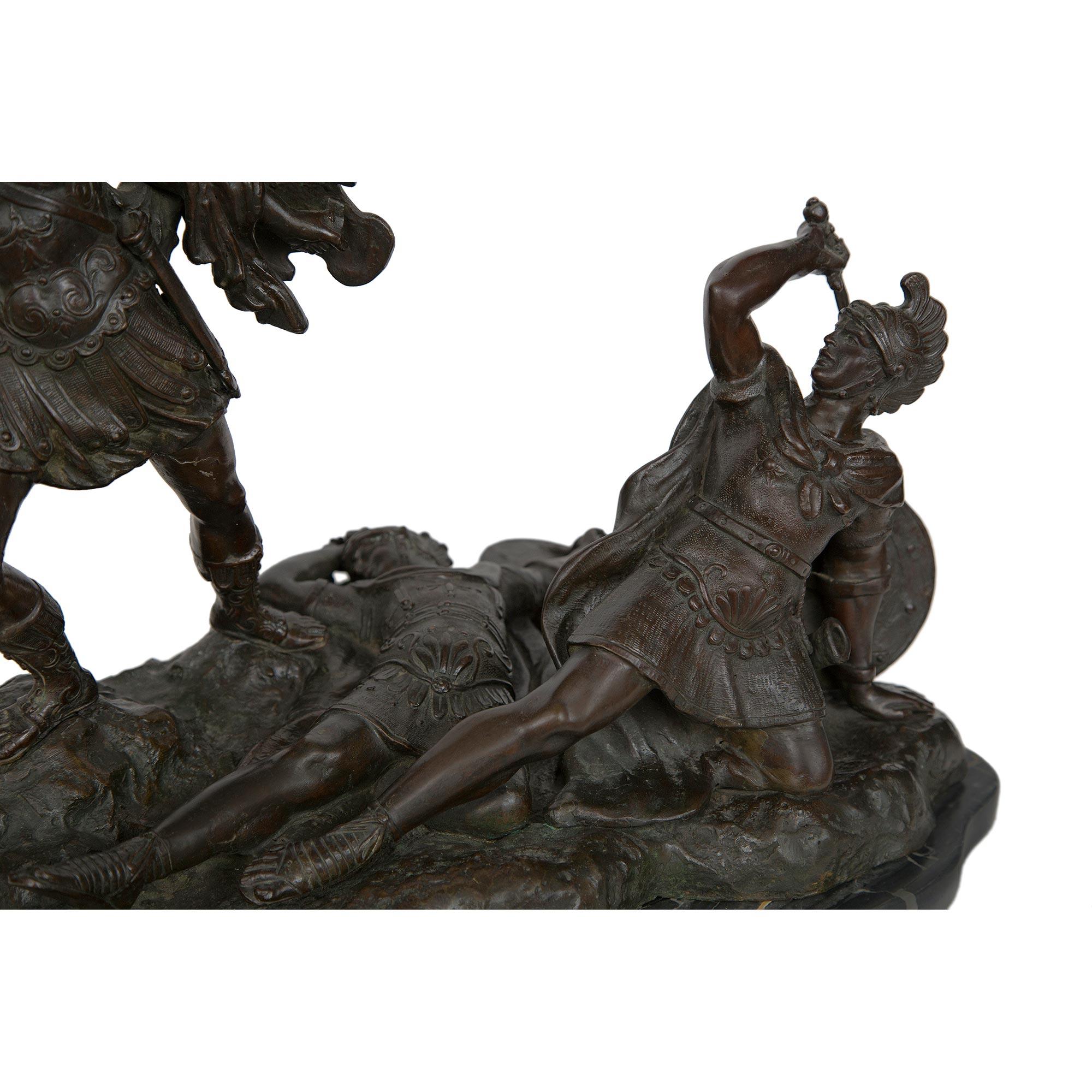 Italian 19th century Bronze and Marble statue of Aeneas, Lausus and Mezentius In condizioni buone in vendita a West Palm Beach, FL
