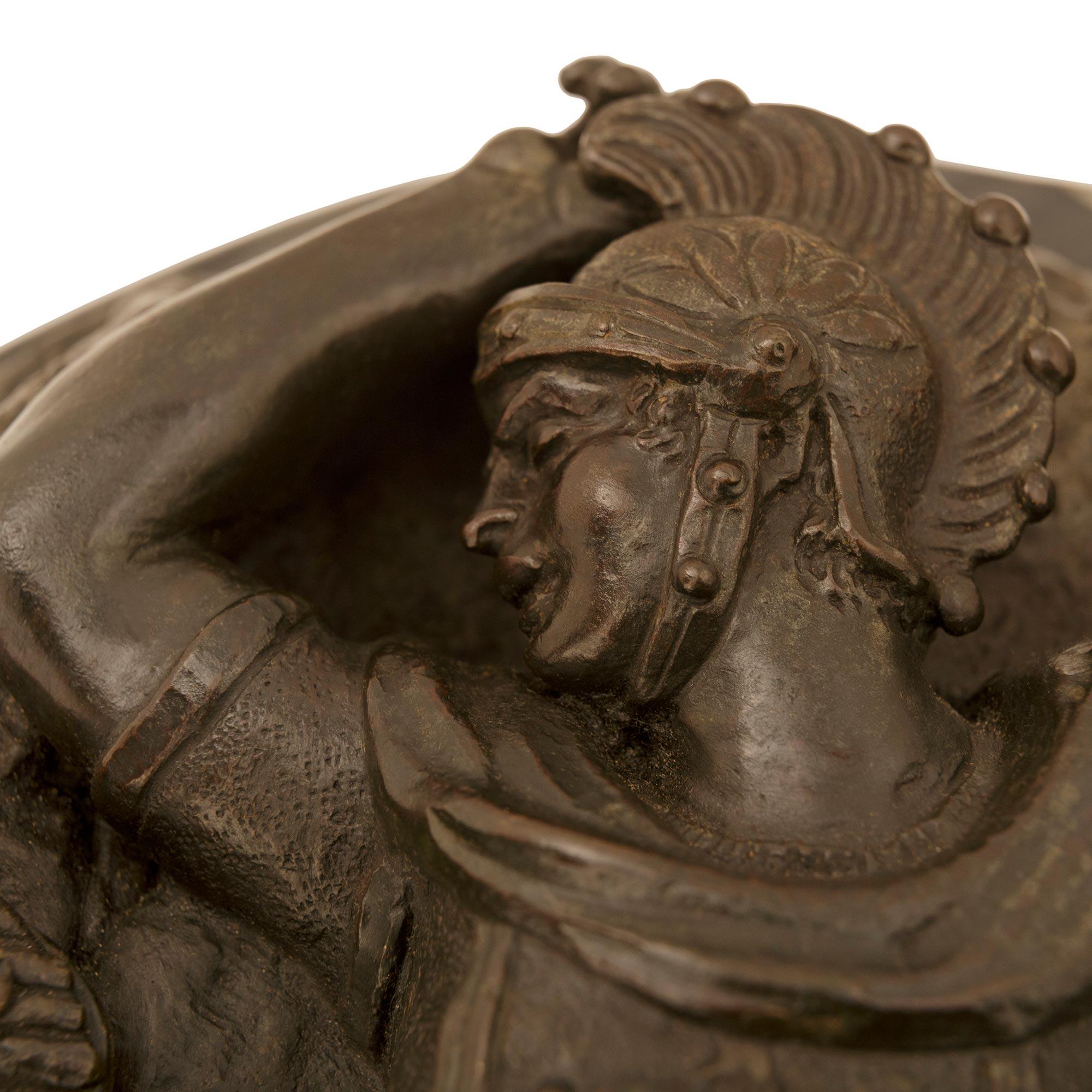 19th Century Italian 19th century Bronze and Marble statue of Aeneas, Lausus and Mezentius For Sale