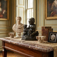 Italian 19th century Bronze Girl and Dog by Antonio Lanzirotti