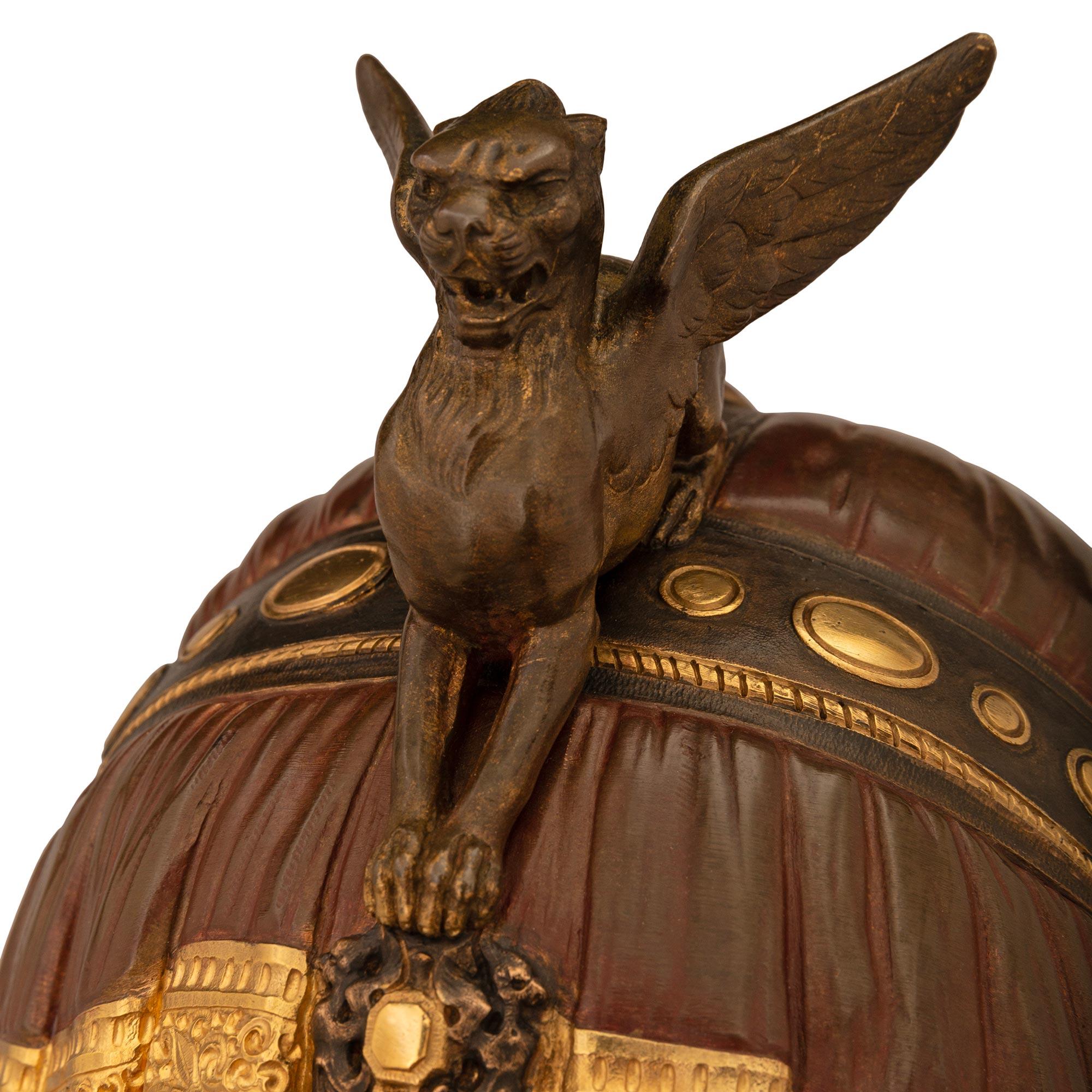 Italian 19th century Bronze, Ormolu, and Marble statue, signed Ceribelli In Good Condition For Sale In West Palm Beach, FL