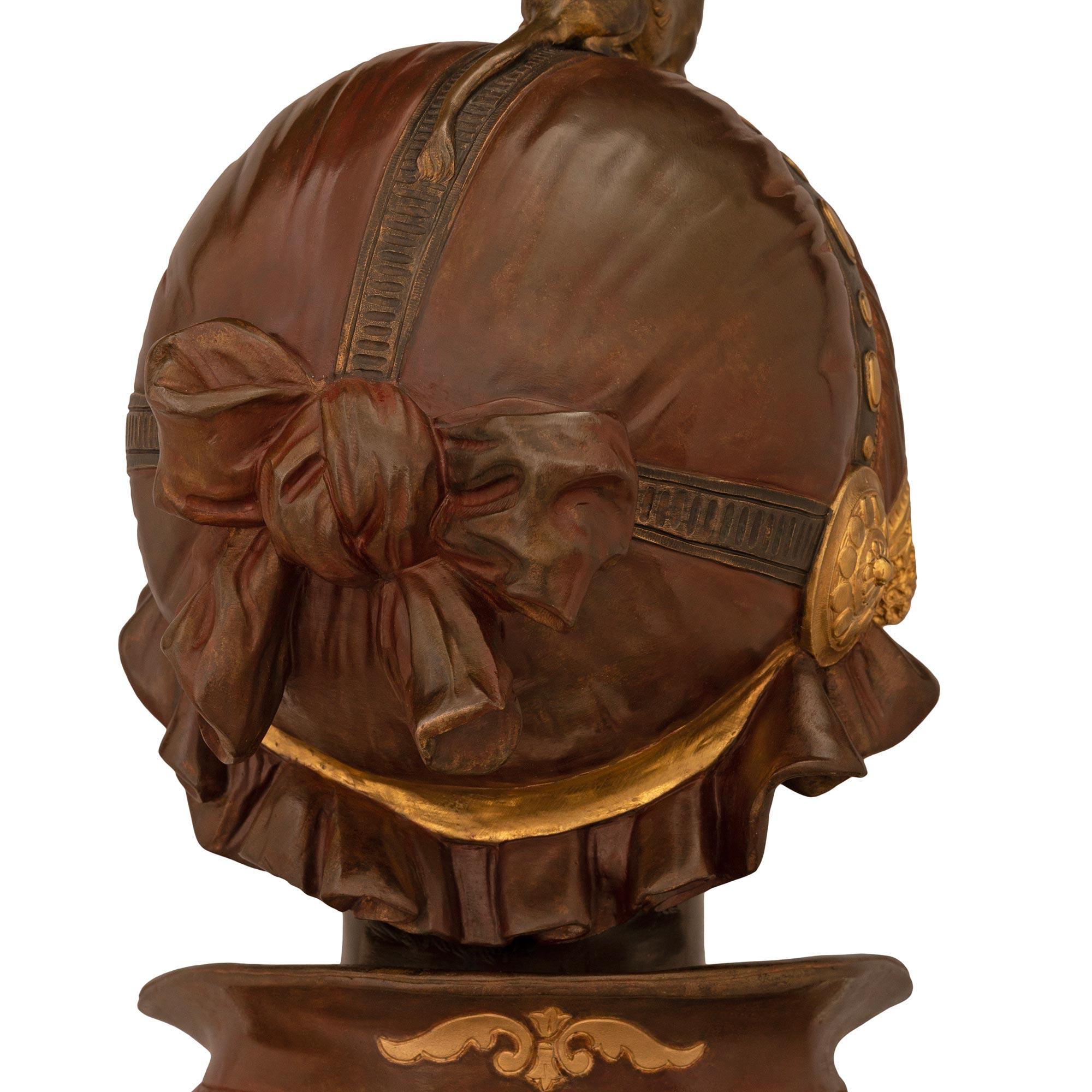 19th Century Italian 19th century Bronze, Ormolu, and Marble statue, signed Ceribelli For Sale
