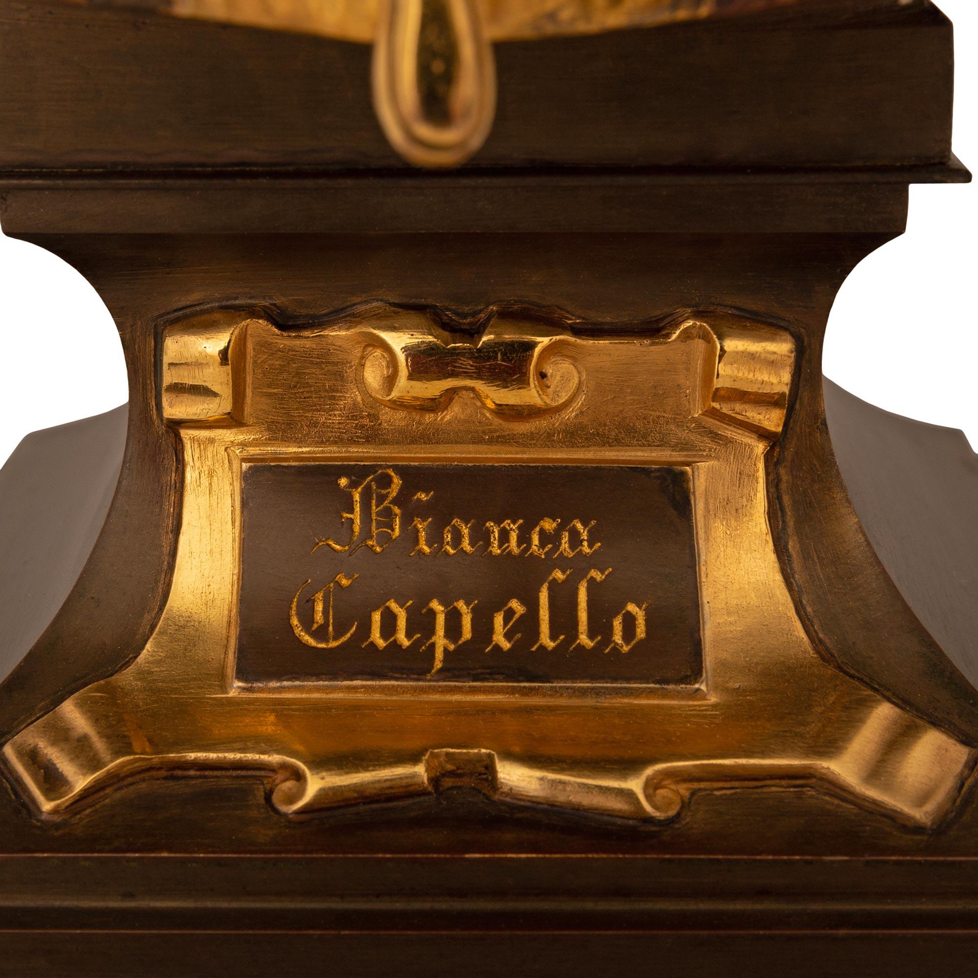 Italian 19th century Bronze, Ormolu, and Marble statue, signed Ceribelli For Sale 3