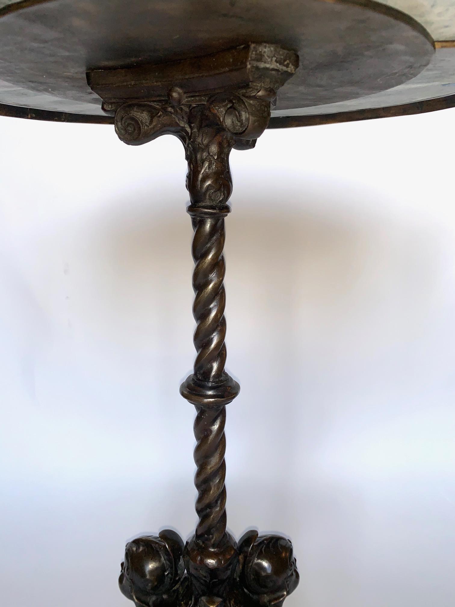 Italian 19th Century Bronze Pietra Dura Pedestal Table 2