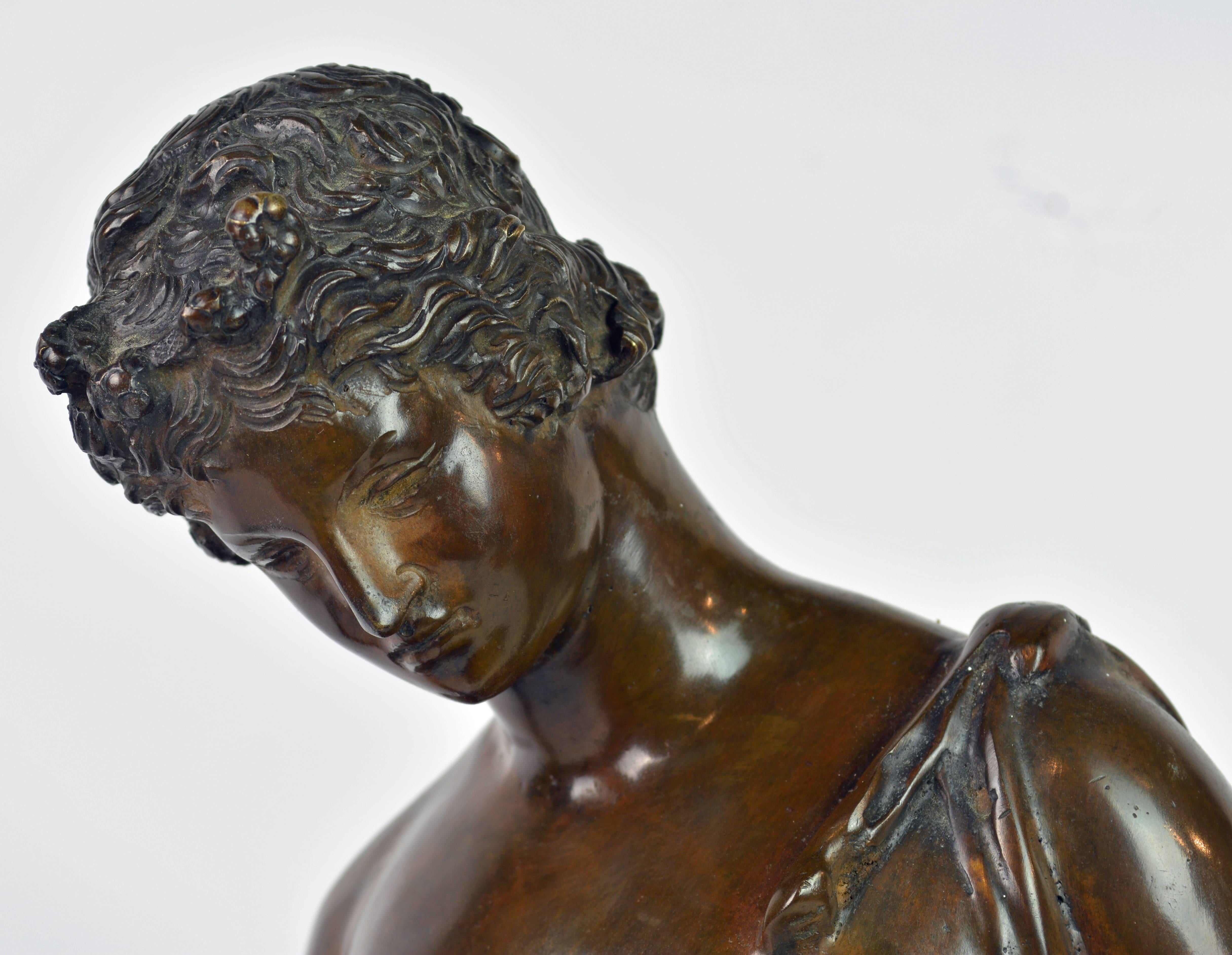 Italian 19th Century Bronze Statue of Antinous with Goatskin after the Antique In Good Condition In Ft. Lauderdale, FL