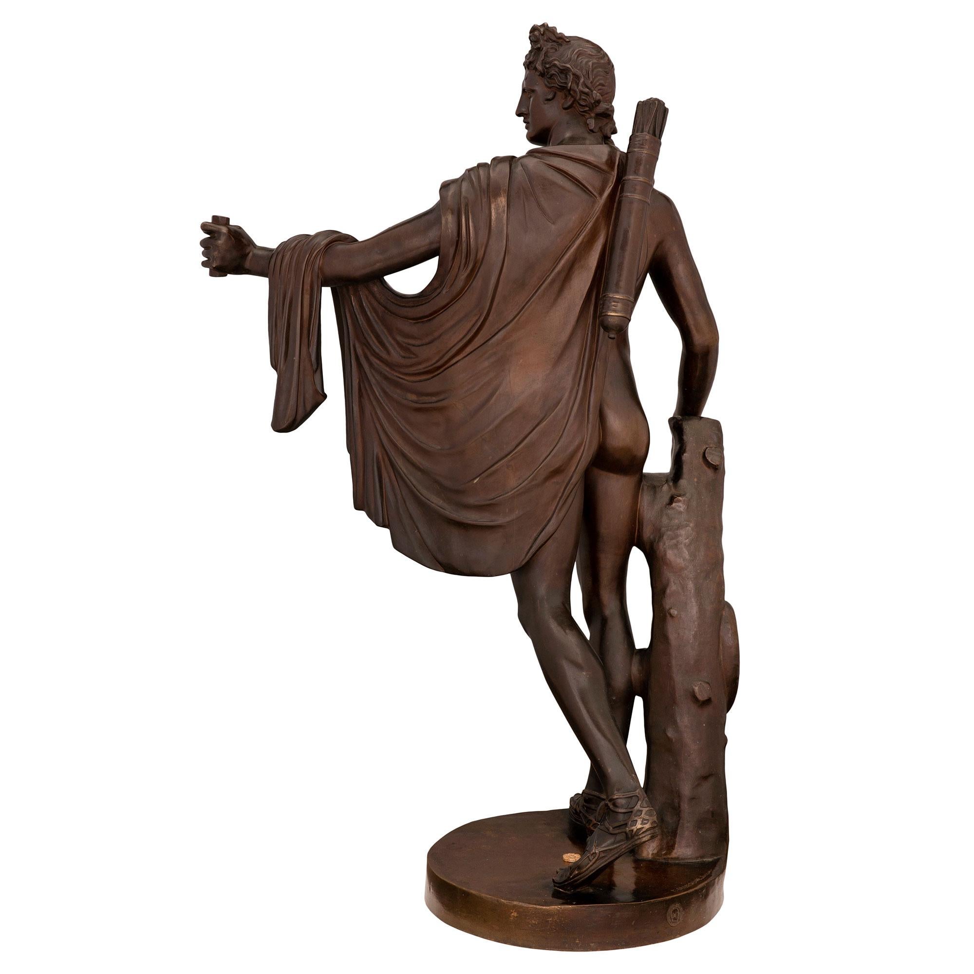 Italian 19th Century Bronze Statue of Apollo, Signed F. Barbedienne Fondeur In Good Condition For Sale In West Palm Beach, FL