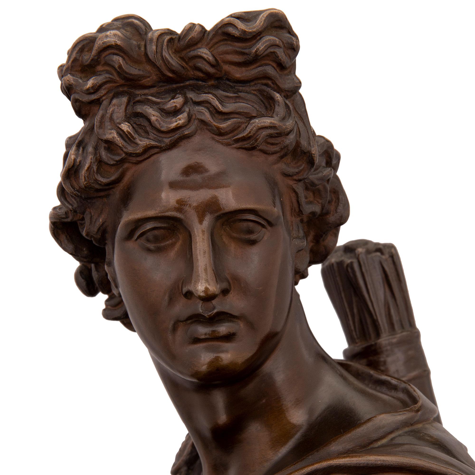 Bronze Statue d'Apollon en bronze italienne du XIXe siècle, signée F. Barbedienne Fondeur en vente