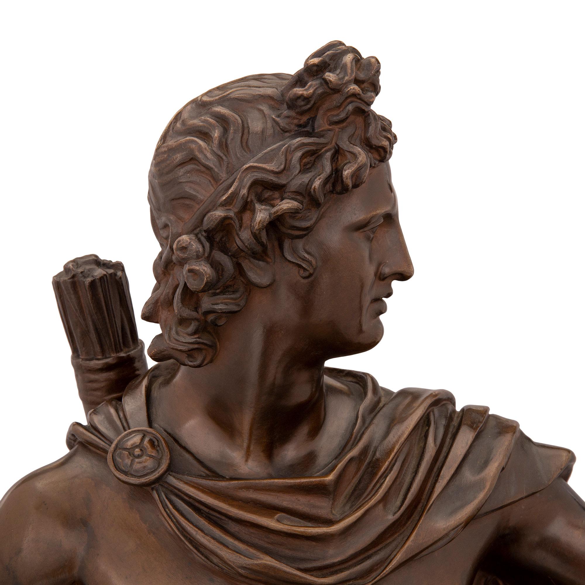 Statue d'Apollon en bronze italienne du XIXe siècle, signée F. Barbedienne Fondeur en vente 1