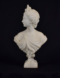 Italian 19th Century Bust of Diana White Marble Neoclassical Style