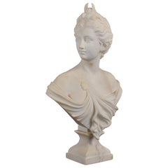 Italian 19th Century Bust of Diana White Marble Neoclassical Style