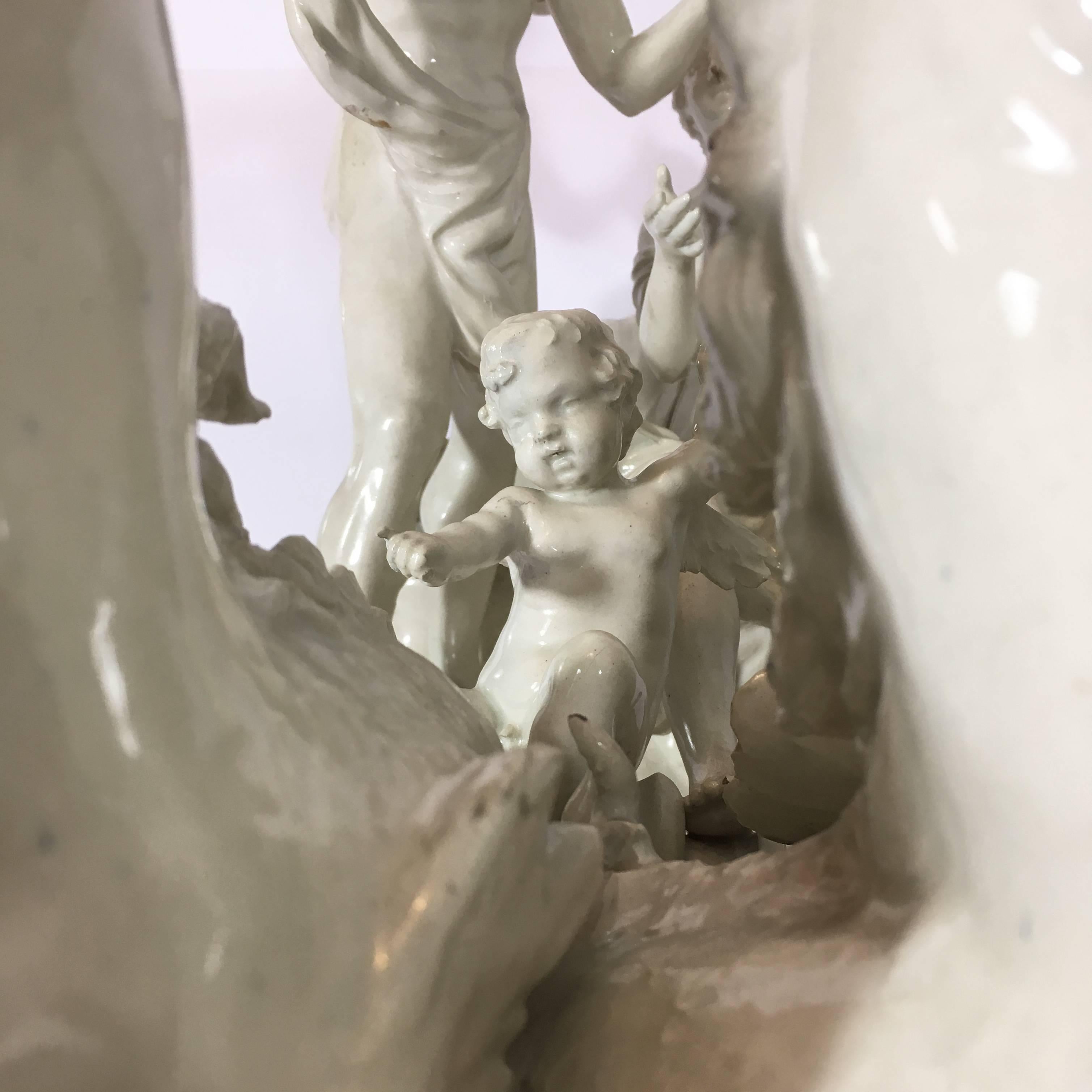 Italian 19th Century Capodimonte Porcelain Full-Relief Porcelain with Poseidon 1