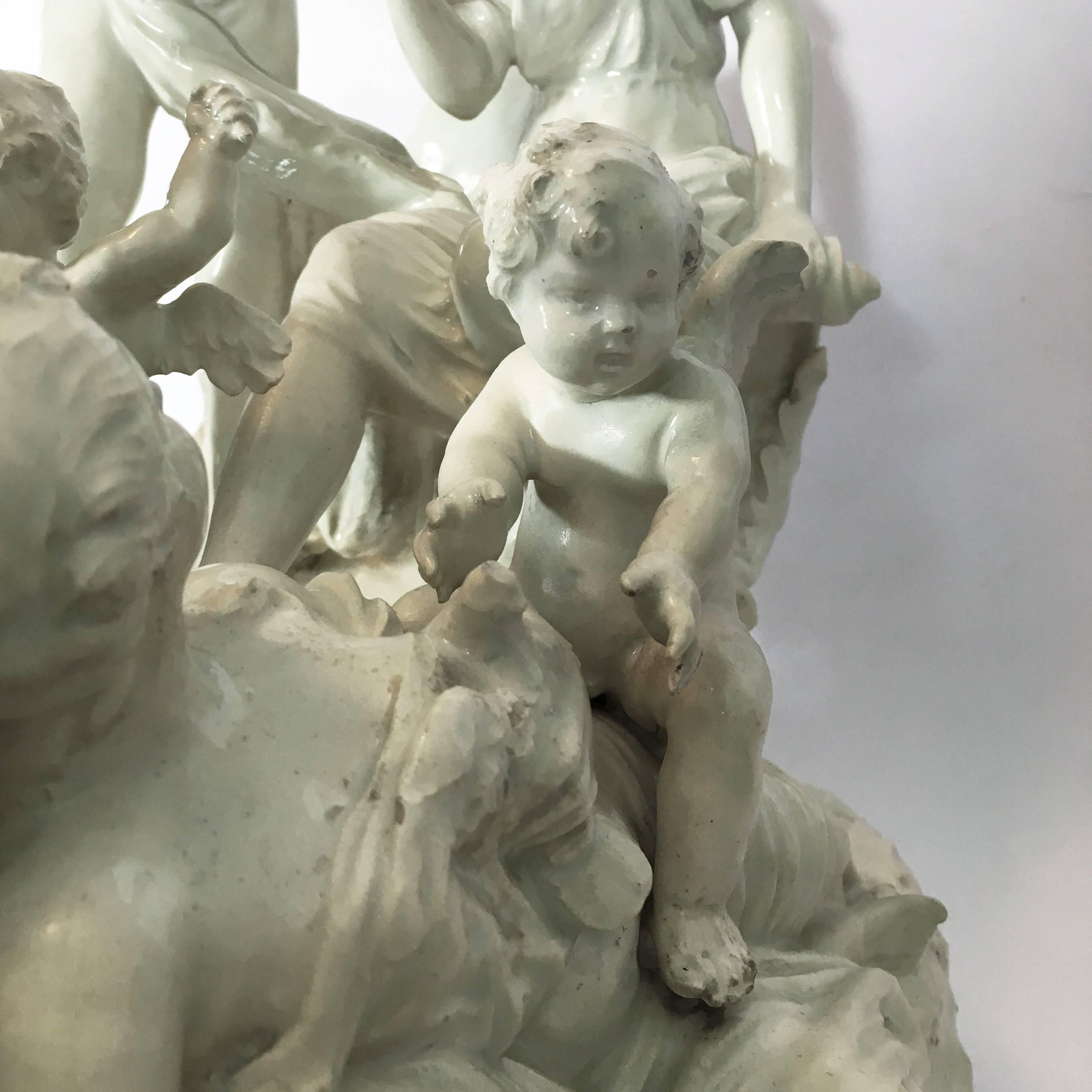 Italian 19th Century Capodimonte Porcelain Full-Relief Porcelain with Poseidon 3