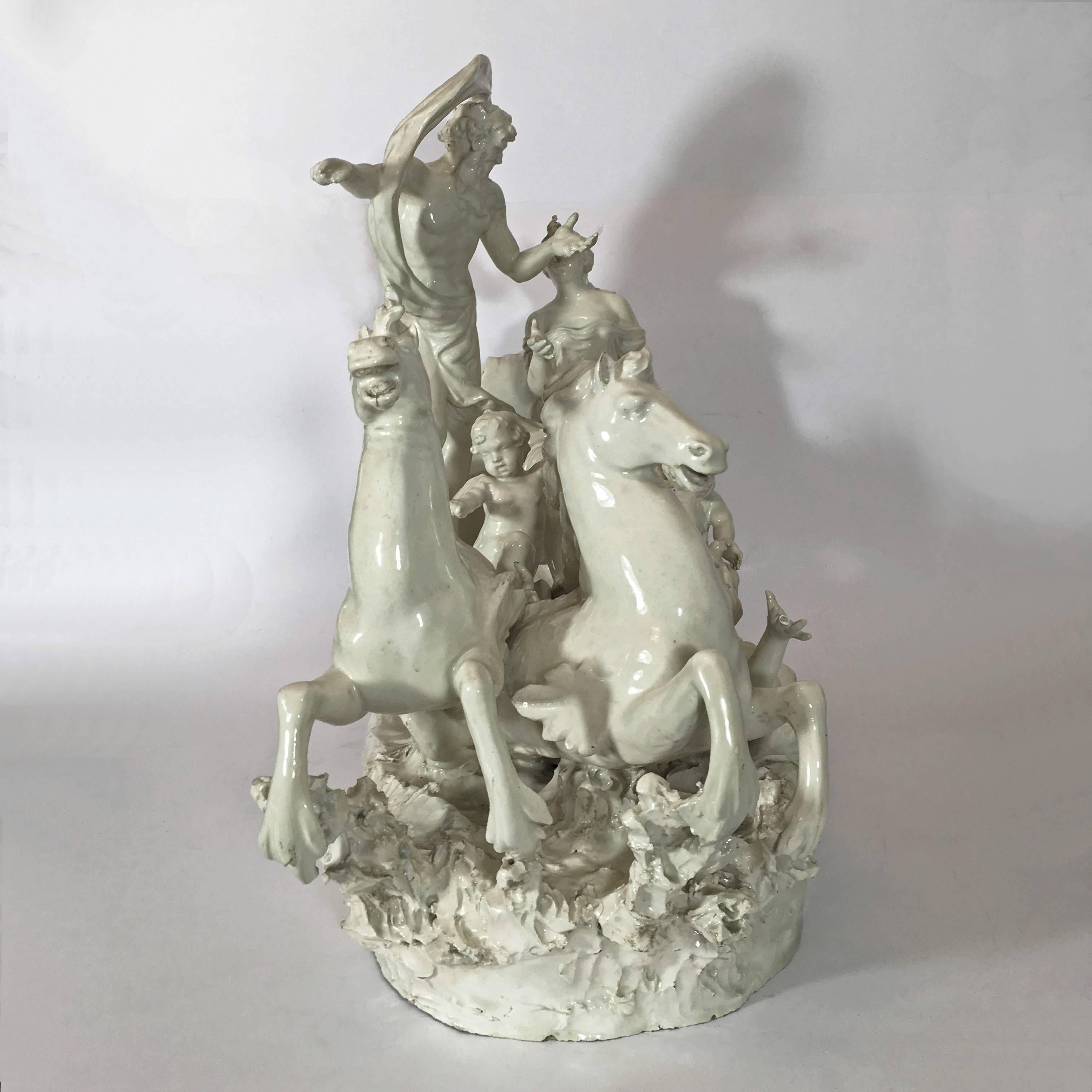 Italian 19th Century Capodimonte Porcelain Full-Relief Porcelain with Poseidon 4