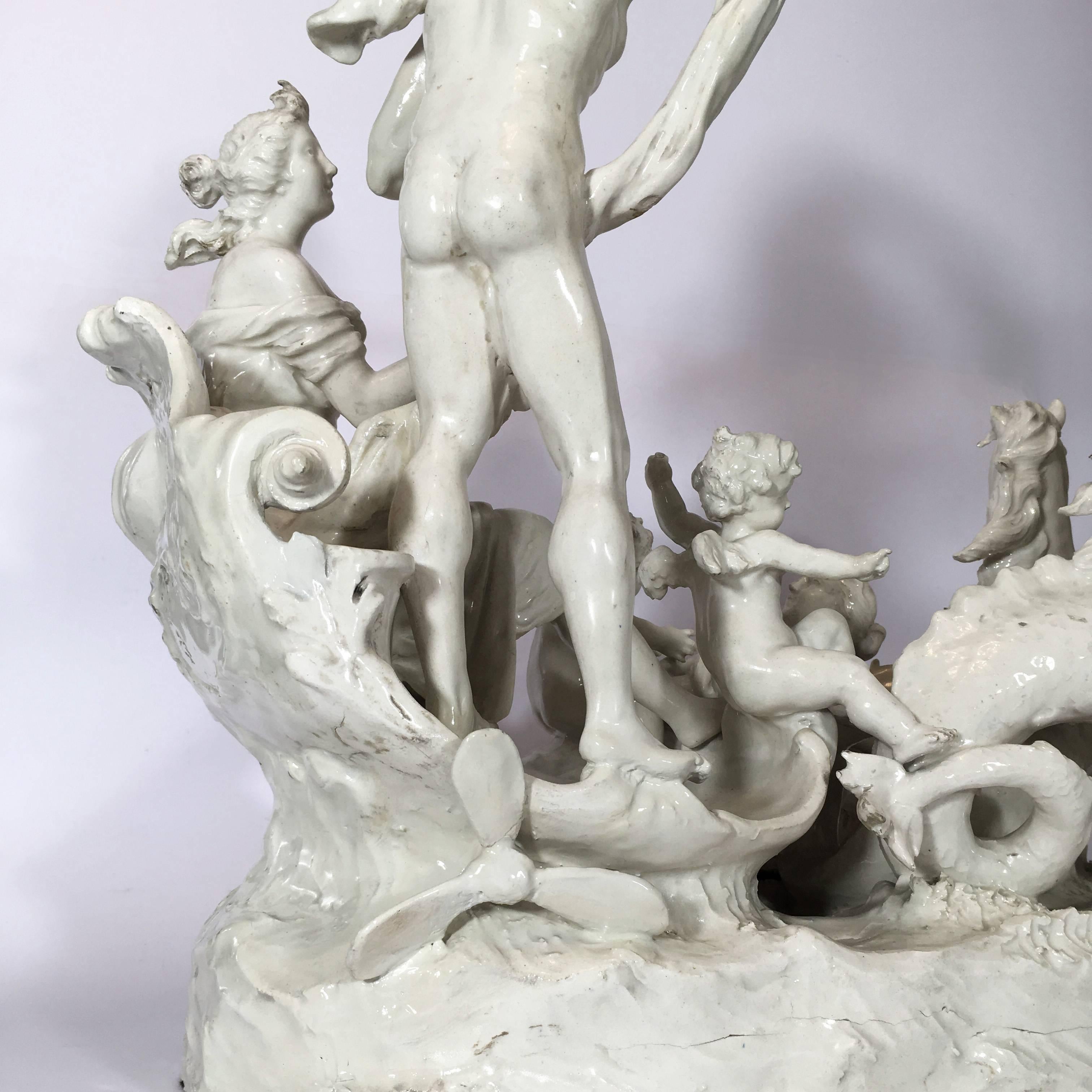 Italian 19th Century Capodimonte Porcelain Full-Relief Porcelain with Poseidon 5