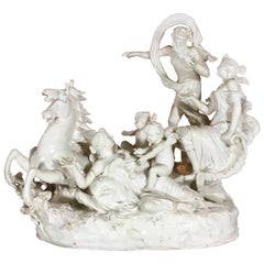 Italian 19th Century Capodimonte Porcelain Full-Relief Porcelain with Poseidon
