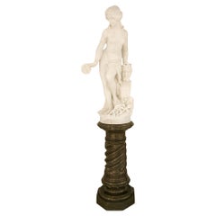 Italian 19th century Carrara and Vert de Patricia marble statue of Galatea