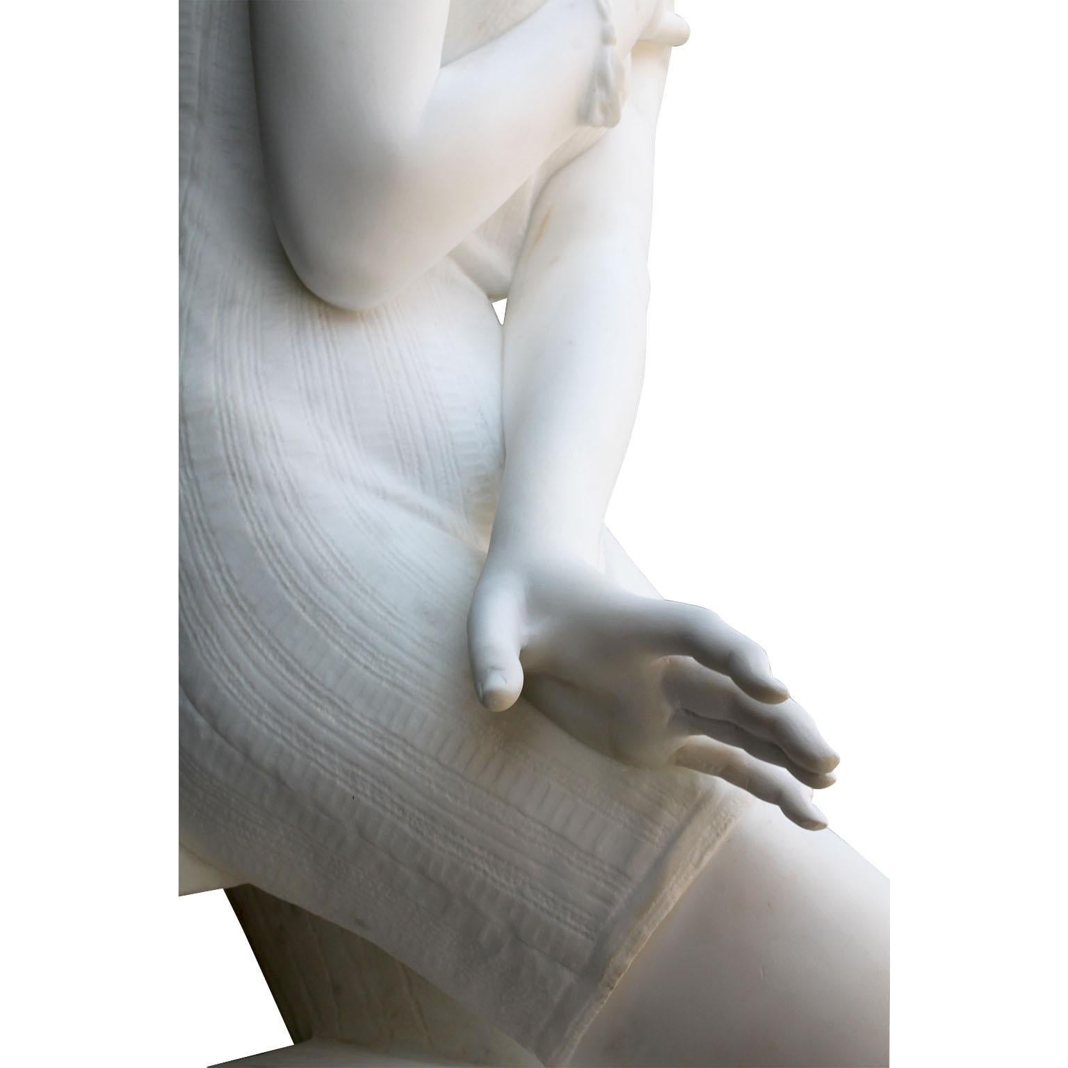 XIXe siècle Sculpture italienne en marbre de Carrare du 19ème siècle représentant une plongée par Emilio Fiaschi en vente