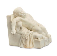 Italian 19th Century Carrara Marble Sculpture of a Sleeping Putto