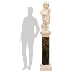 Italian 19th century Carrara marble statue and pedestal signed Galli Firenza