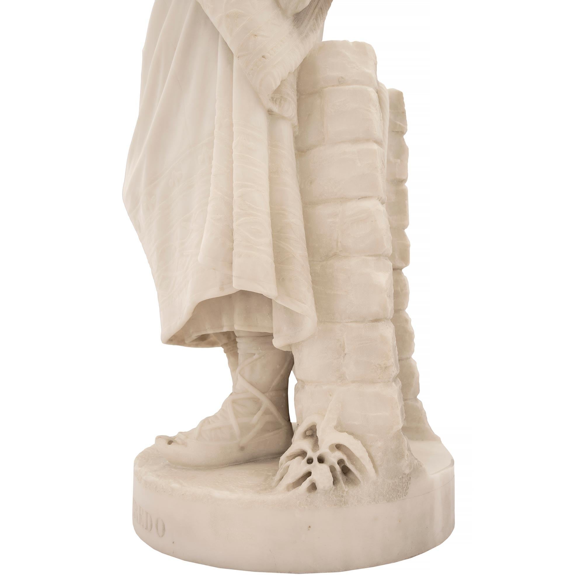 Italian 19th Century Carrara Marble Statue of a Young Girl For Sale 7