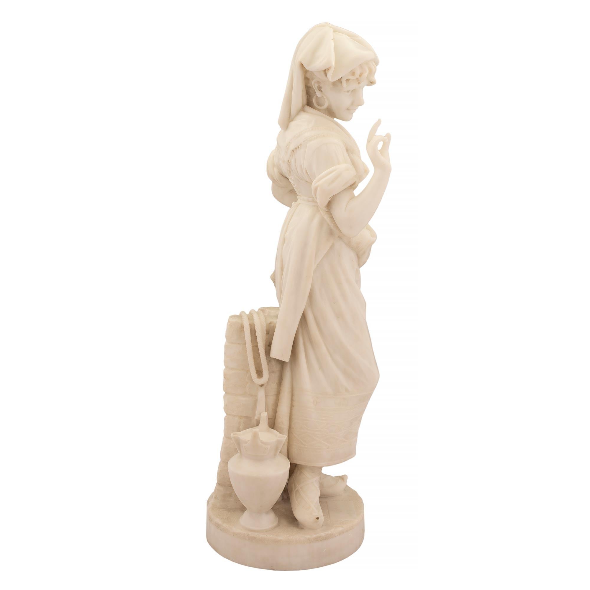 Italian 19th Century Carrara Marble Statue of a Young Girl In Good Condition For Sale In West Palm Beach, FL