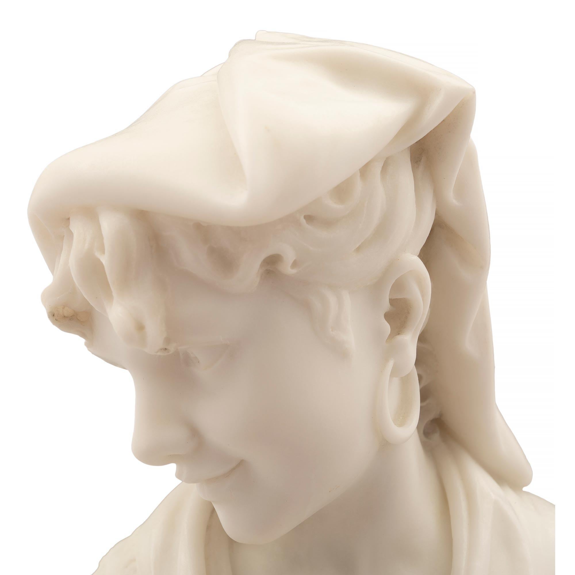 Italian 19th Century Carrara Marble Statue of a Young Girl For Sale 6