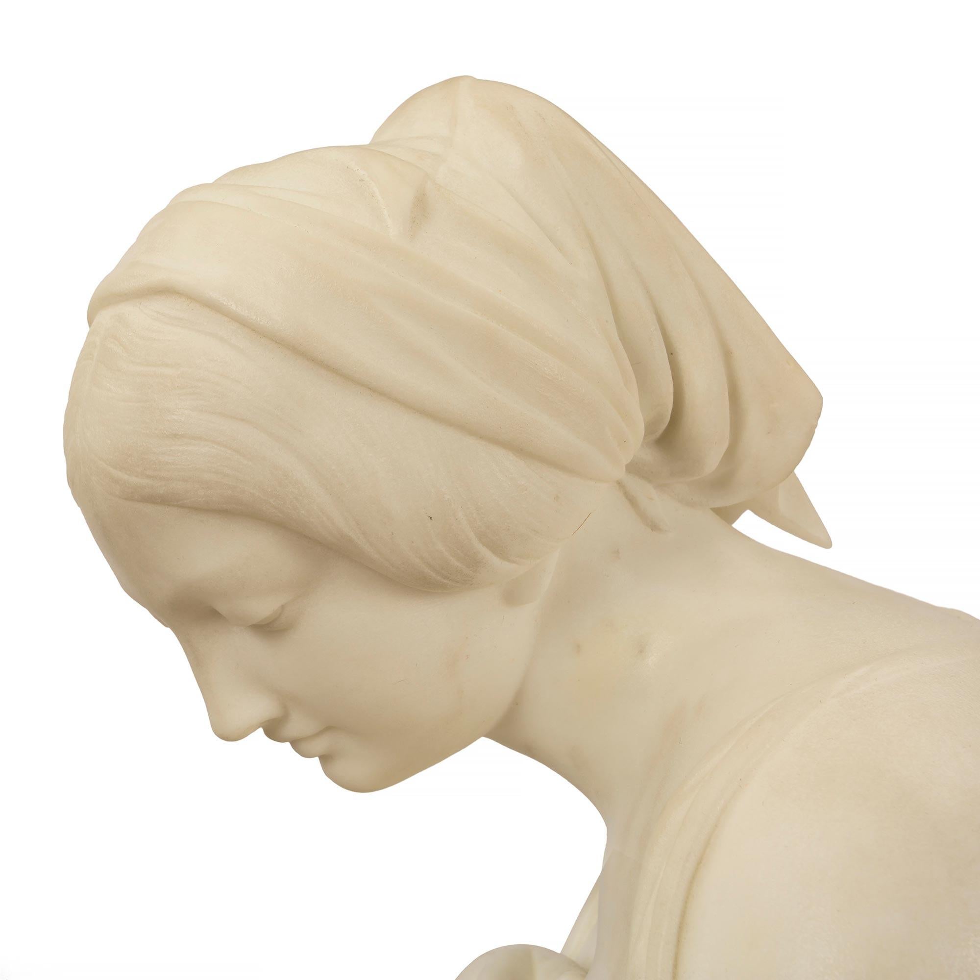 Italian 19th Century Carrara Marble Statue of Mother and Child, Signed Franchi For Sale 6