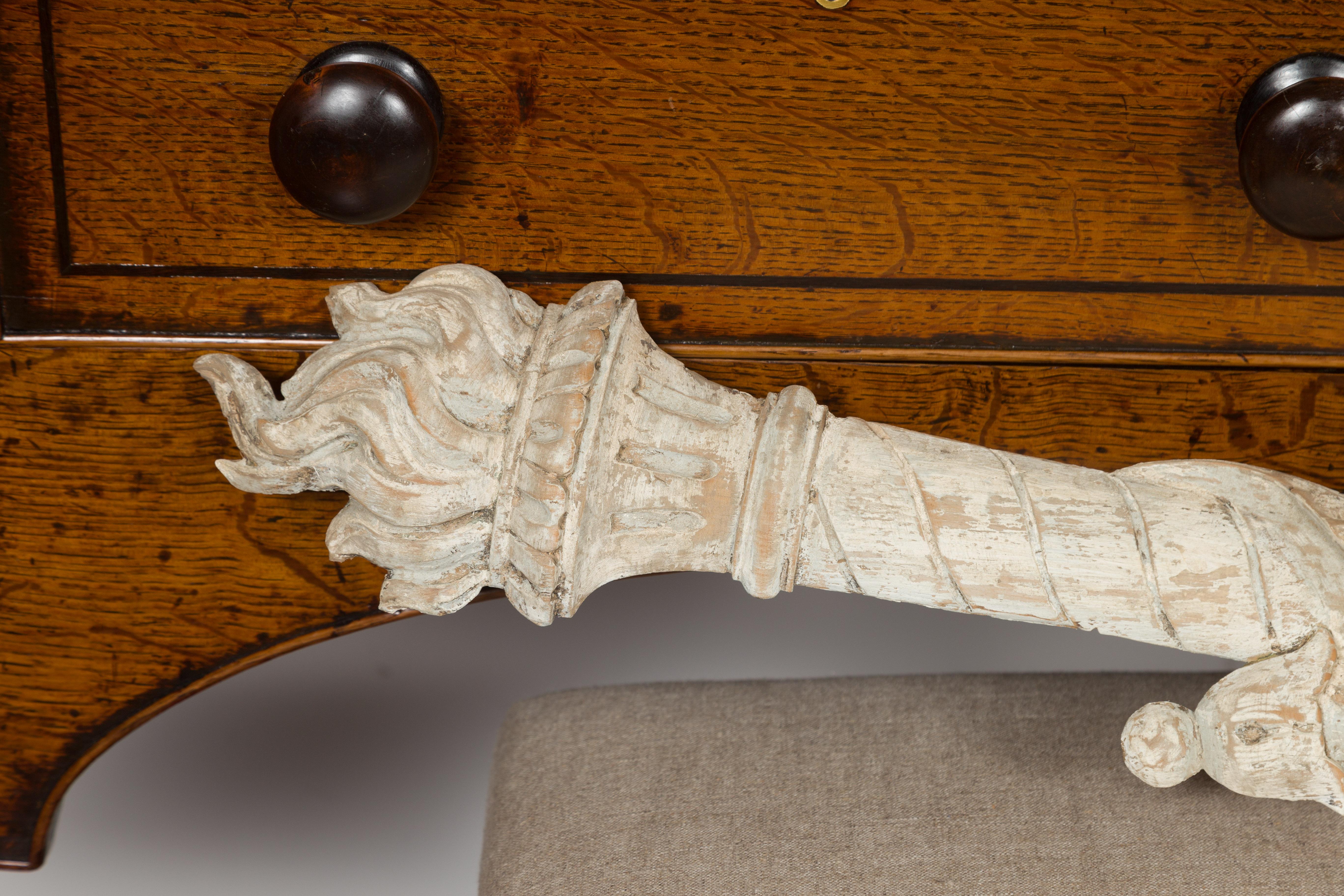 Wood Italian 19th Century Carved Architectural Fragment with Ribbon-Tied Torches