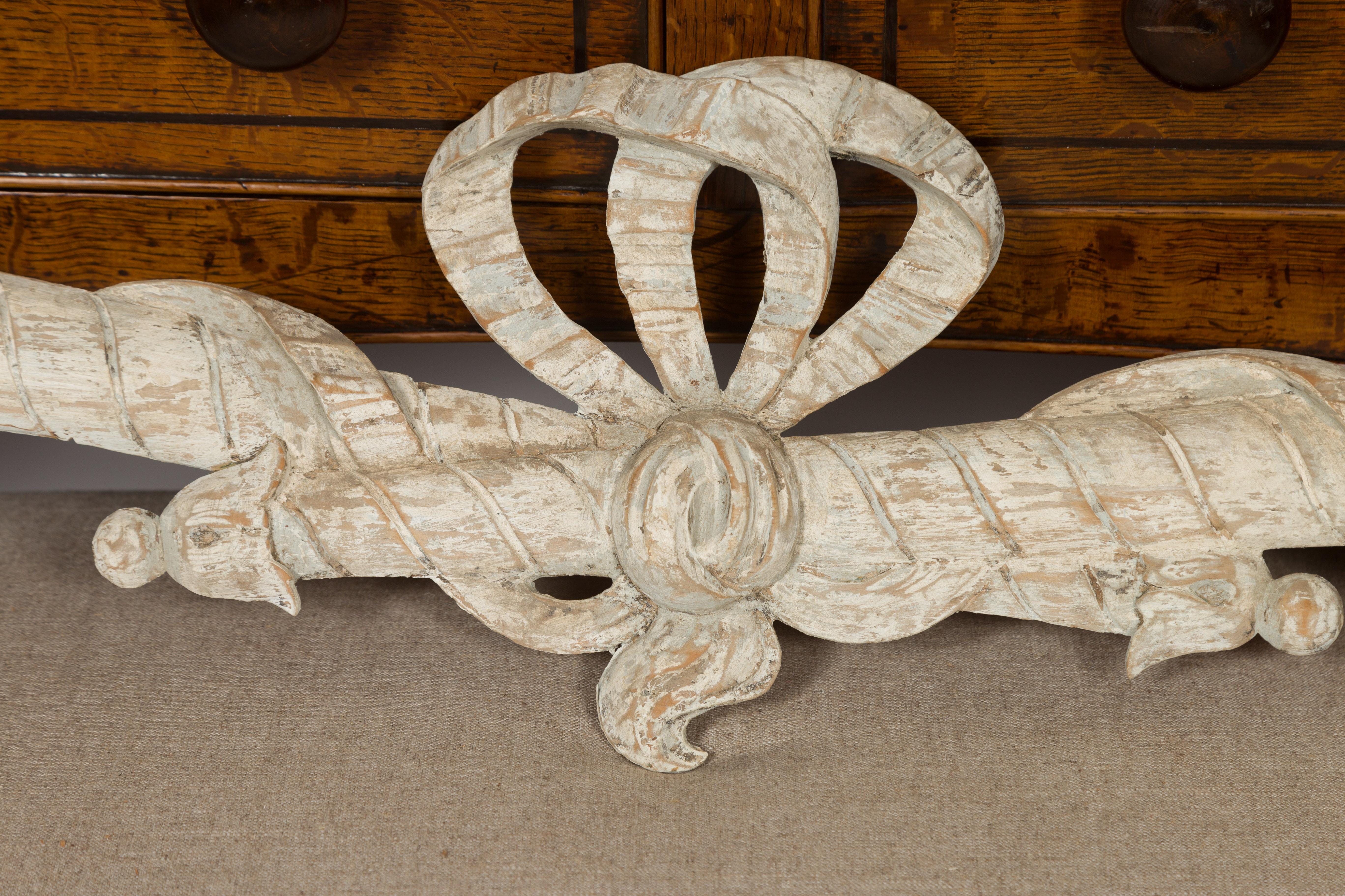 Italian 19th Century Carved Architectural Fragment with Ribbon-Tied Torches 1