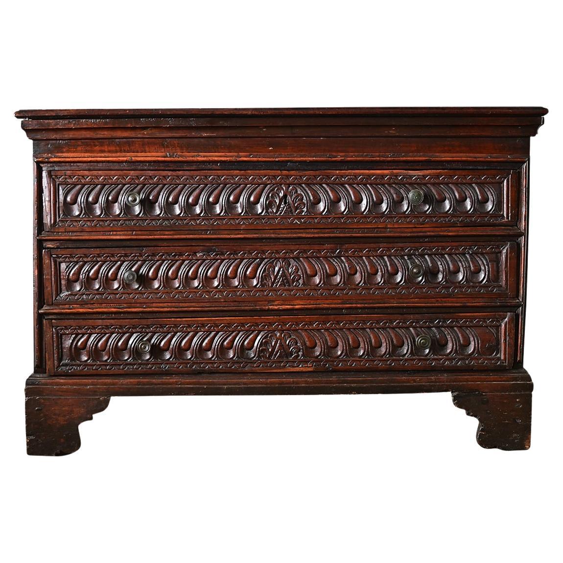 Italian 19th Century Carved Cedar Commode